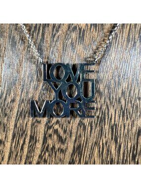 Love You More Silver-Tone Pendant Necklace With Chain & Lobster Clasp